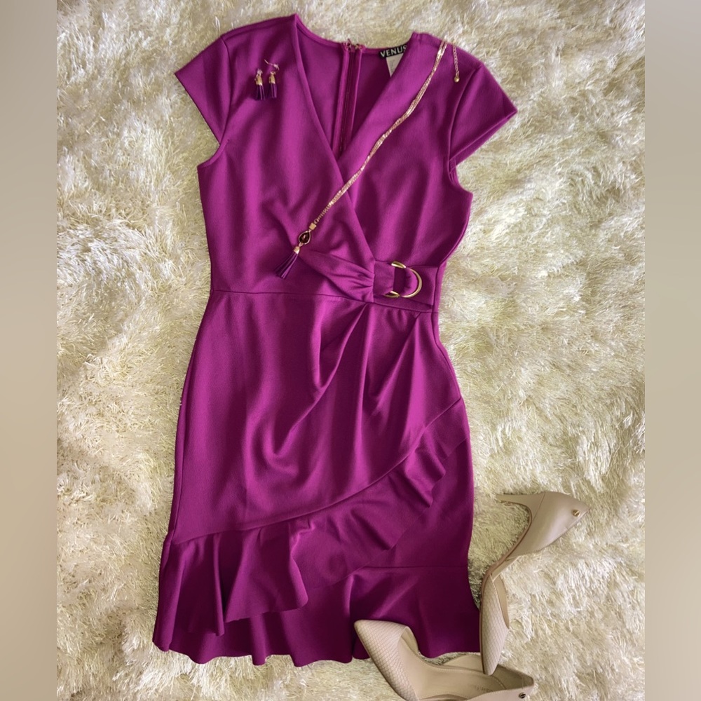 Venus Purple faux wrap dress